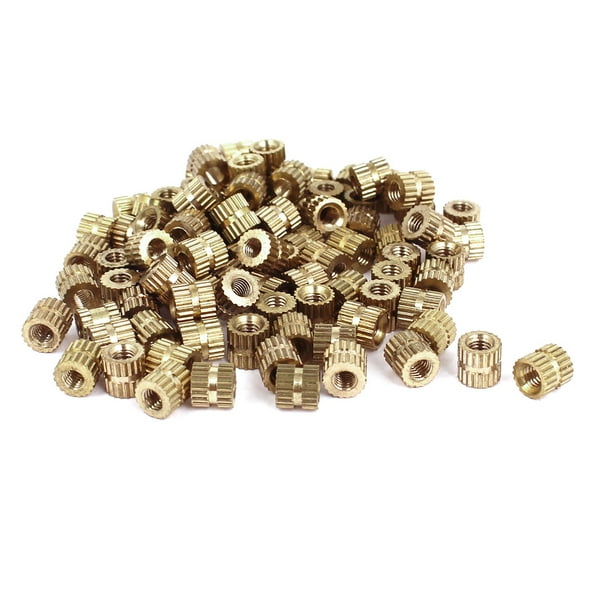 L M3x5mm Metric Threaded Brass Knurl Round Insert Nuts 100pcs -5mm OD L M3x5mm Metric Threaded Brass Knurl Round Insert Nuts 100pcs -5mm OD